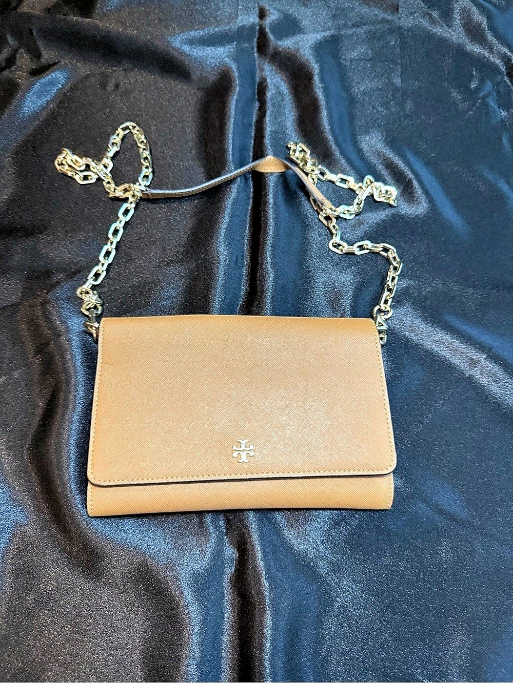 Tory Burch Emerson Chain Wallet Crossbody Brown